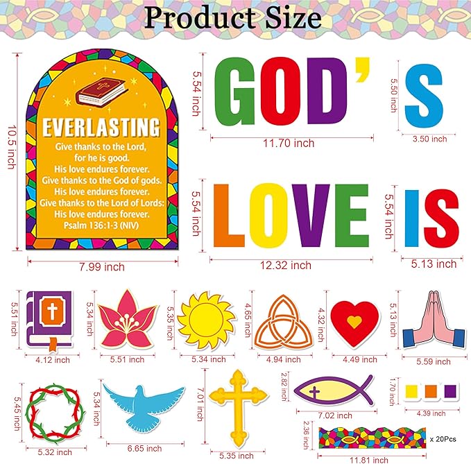EDENCOME R 49 PCS Spring Bulletin Board Decorations - Christian Bulletin Board Decorations Religious Classroom Decor Sunday School Decor Easter Classroom Decorations for School Home Church Supplies