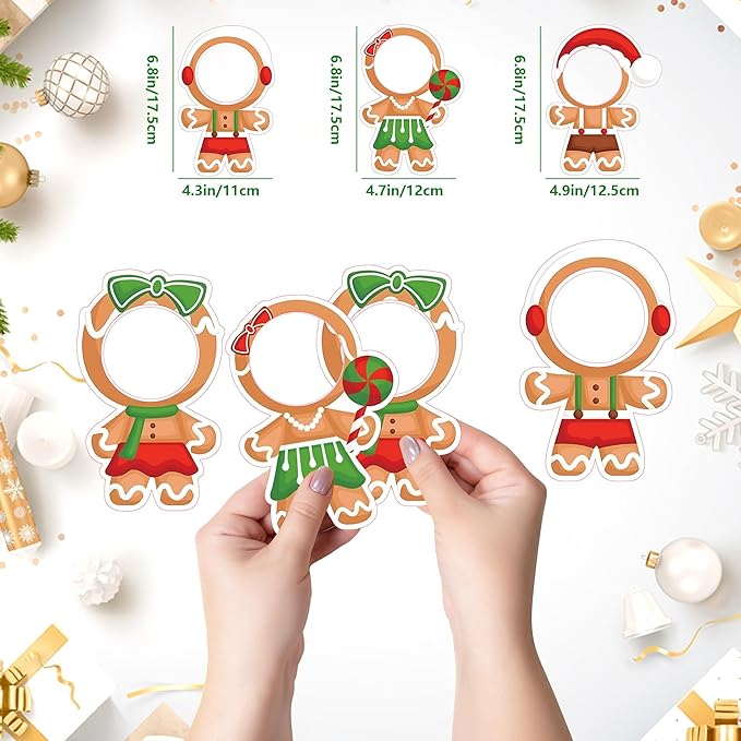 50 Pcs Christmas Gingerbread Cutouts, DIY Bulletin Board Decoration Photo Crafts Xmas Gingerbread Man Set for Winter Holiday Xmas Party School Classroom Home Window Wall Decor Supplies