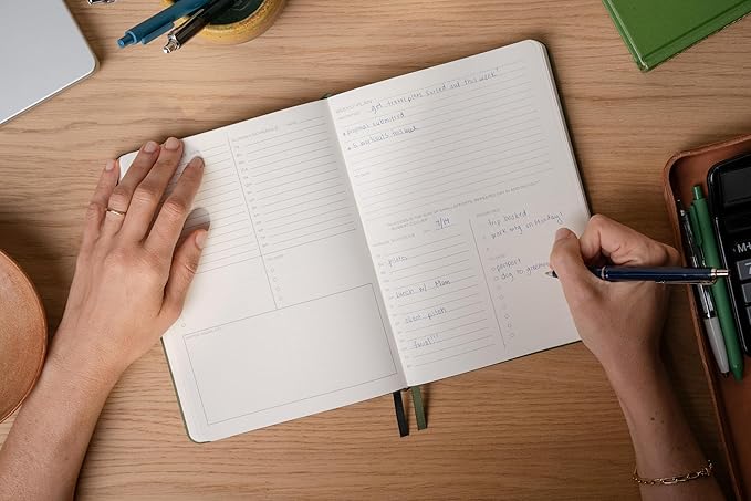 Anecdote 2026-2027 Planner: 52 Week Daily Planner, Yearly, Monthly & Weekly Workflow for Planning Your Success – Vegan Leather Hardcover, Start Anytime & Achieve your Goals - Camel