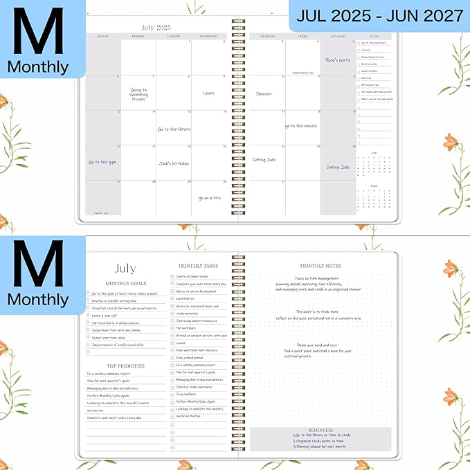 Monthly Planner 2025-2027, July 2025 - June 2027, 7" x 9", 2 Year Calendar 2025-2027 Monthly Planner, 24 month Calendar Perfect for School & Office