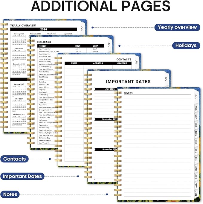 Planner 2026-2027, Academic Year Monthly and Weekly Calendar Planner, Jul 2026 - Jun 2027, Hardcover Teacher Student Planning Agenda book with Tabs, Perfect for School Office Supplies, 8.5" x 11" - Midnight Stroll