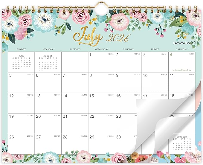 Calendar 2026-2027 - Wall Calendar 2026-2027, 11" x 8.5", JUL.2026 -DEC.2027, 18 Monthly Wall Planner Large, Hanging Hook, Wall Calendar With Twin-Wire Binding