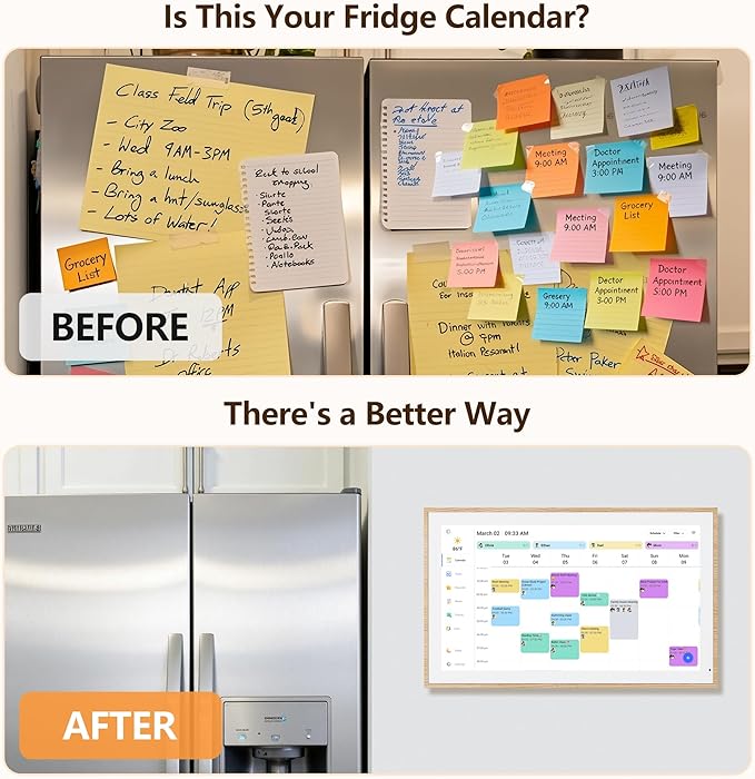 Digital Calendar, 15.6 Inch Wall Planner Electronic Calendar & Chore Chart, Smart Touchscreen Interactive Display for Family Schedules, Great for Organizing Your Routines, Wall & Desk Mountable - Best Gift for Mother's Day