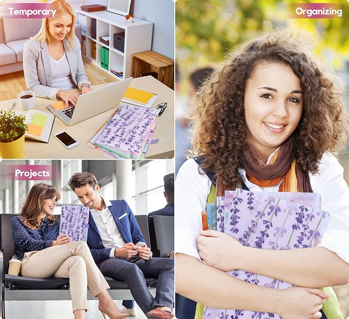 Forest Series Expanding File Folder Stylish Funky Cute Retro Document Organizer with Natural Scenes for Students,Teachers & Freelancers - Purple Lavender