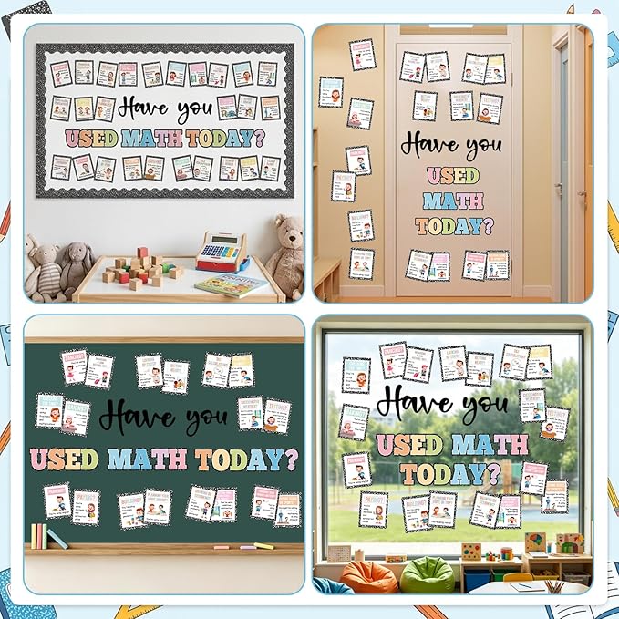 Math Bulletin Board Set Mathematics Composition Notebook Classroom Decoration Have You Used Math Today Poster Mathematics Paper Cutouts for School Chalkboard Wall Back to School Supplies