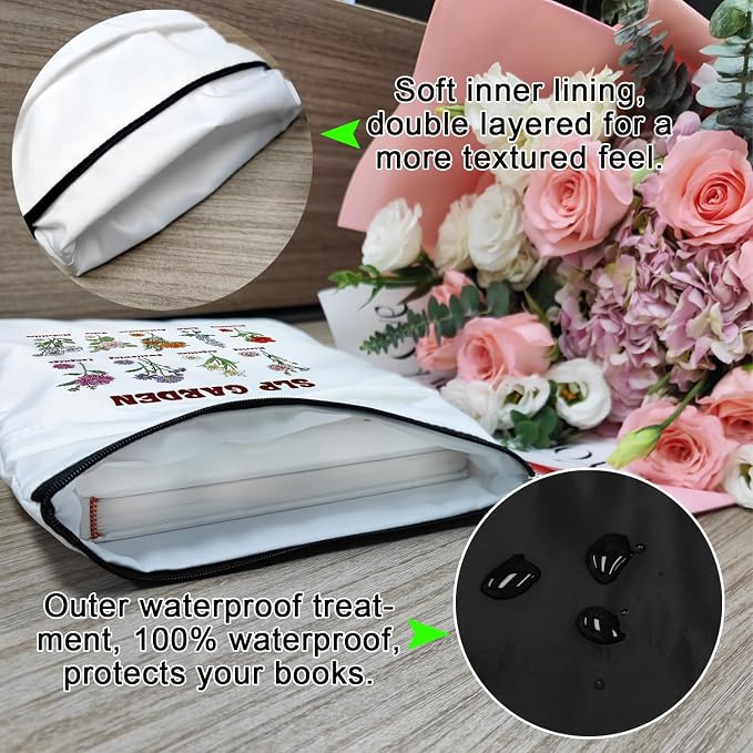 Tale As Old As Time Belle's Book Covers with Zipper, Gifts for Women, Teacher, Librarian, Bookworm, Kindle Protector (White, Large)