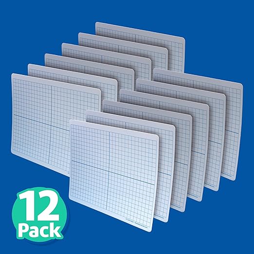 Flipside Products 9" x 12" Two-Sided XY Axis Dry Erase Learning Mat, Flexible, Education Learning, Graph, Economical - 12 Pack
