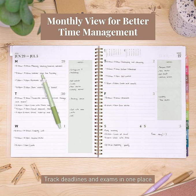 Rileys Academic Planner 2026-2027, Daily, Weekly & Monthly Planner, July 2026 - June 2027, Student Notes Pages, Twin-Wire Binding, Weekly Agenda for School & Work (8.5 x 11-Inches, Green)