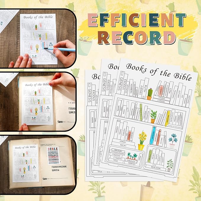 Kosiz 24 Pcs Books of The Bible Stickers Emergency Numbers Sticker Christian Bible Reading Tracker Book Shelf for Women Men Journaling Scripture Study(Bright Style)