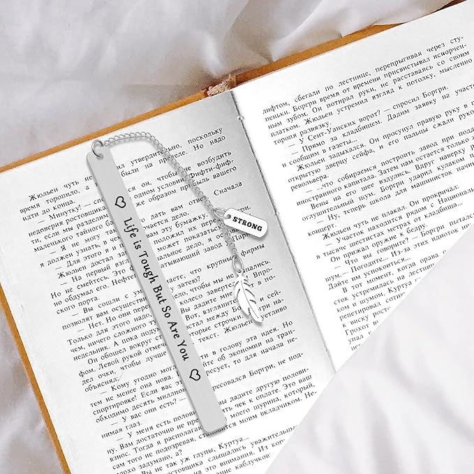 Cancer Survivor Bookmark Gift Cancer Awareness Bookmark Life is Tough But So are You Strong Awareness Inspirational Gift Recovery Jewelry for Her Him