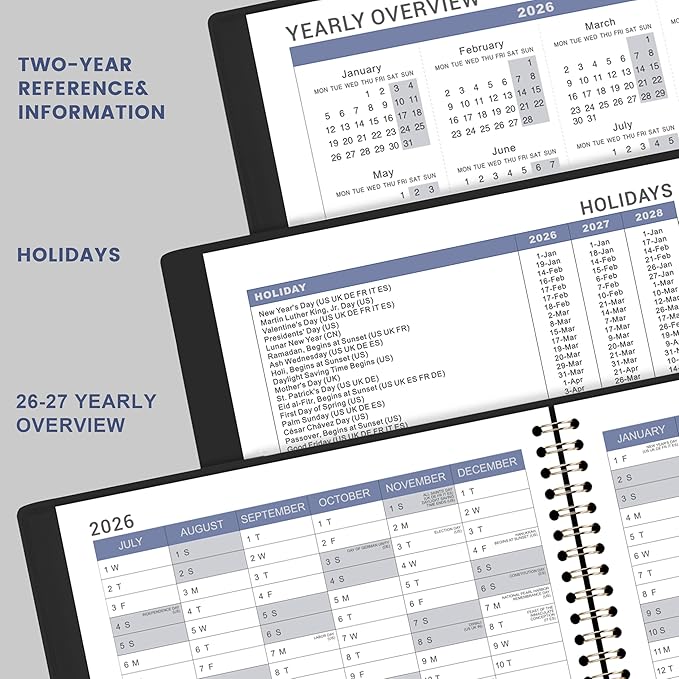 2026-2027 Weekly Appointment Book - Daily Hourly Planner 2026-2027 from Jul. 2026 - Jun. 2027, 8.5" x 11", 15-Minute Interval, Monthly Tabs, Leather Cover, Perfect for Your Life