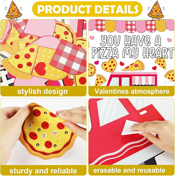 Valentine’s Day Pizza Classroom Bulletin Board Decorations Pizza Truck Heart Cutouts You Have A Pizza My Heart Bulletin Board Set Valentines Day Decor for Home School Office Pizza Party Supply