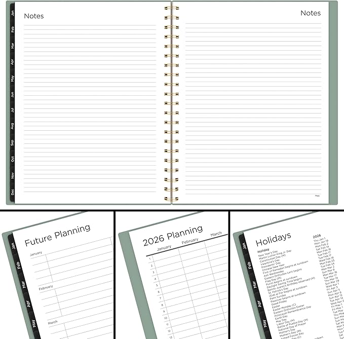 Mead 2026 Planner, Weekly & Monthly, 15-Month, 8-1/2" x 11", Large, Basic, Sage Green (CRW6209326)