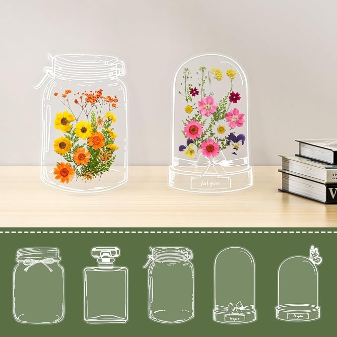 Large Size Transparent Dried Flower Bookmarks, 20 PCS Handmade DIY Flower Page Clips,World in Bottle-Making Stunning Herbarium(Glass Bottle)