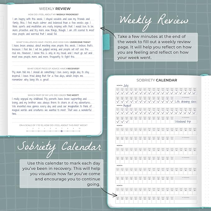 Clever Fox Addiction Recovery Journal – Addiction Treatment Planner & Workbook – Daily Sobriety Journal for Recovery Progress, A5 (Turquoise)