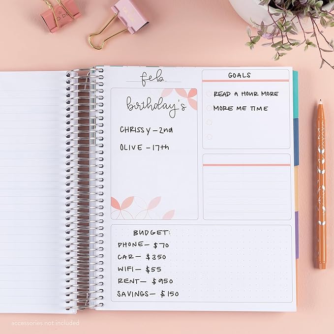 Amazon Exclusive Coiled Undated LifePlanner - Bouquet classic cover, platinum coil