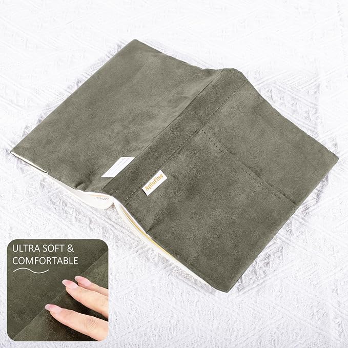 APLUFINE Velvet Book Cover for Paperbacks, Reusable Fabric Book Cover with Pockets, Adjustable Book Protector for Softcover Books, Journals & Bibles