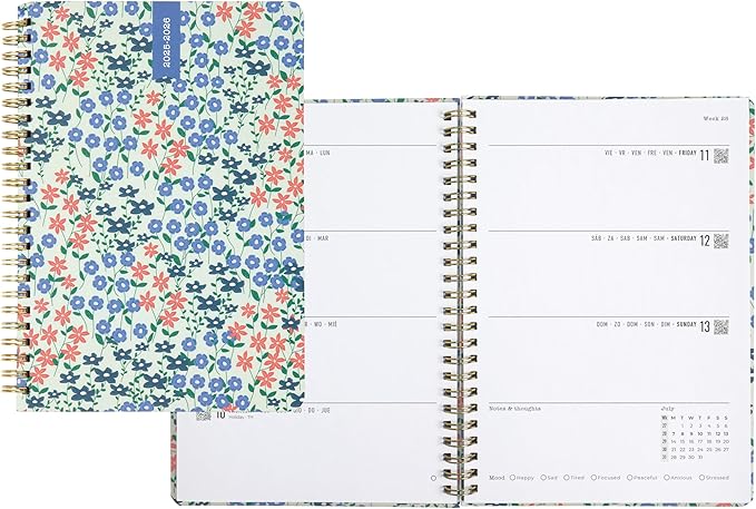 Letts of London® Spring Valley Academic Weekly/Monthly Planner, 18 Months, July 2025 to December 2026, Week-to-View, Wiro Binding, Multilingual, A5 Size, 8.25" x 5.875", Mint (C031799-26)