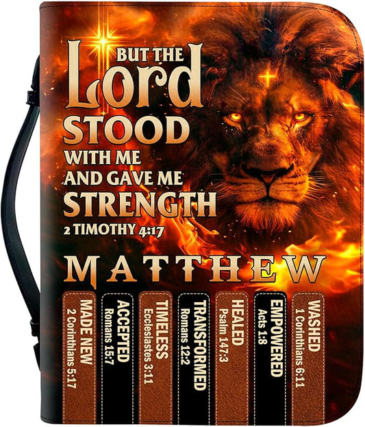 Personalized Man of God Bible Cover, God Says I Am Bible Case PU Leather, Bible Holder Handle Zipper, Faith Scripture with Name Case Bag, Religious Gifts for Church Christians Women Men (01)