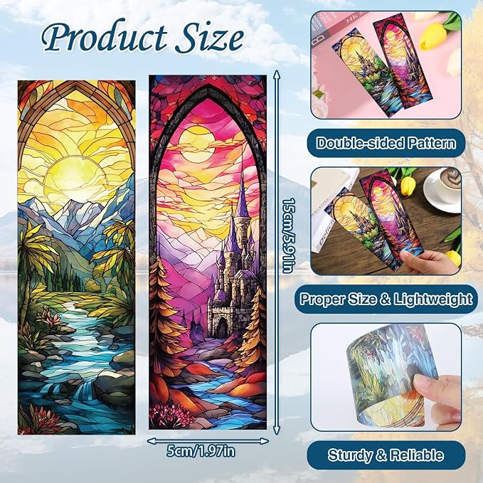 Fantastic Stained Glass Transparent Bookmark - Wxiben 10 Pcs Moon Castle Transparent PVC Bookmark Dark Romance Book Mark Page Clips Gifts for Women Men Book Lovers Teacher Student Bookish Readers