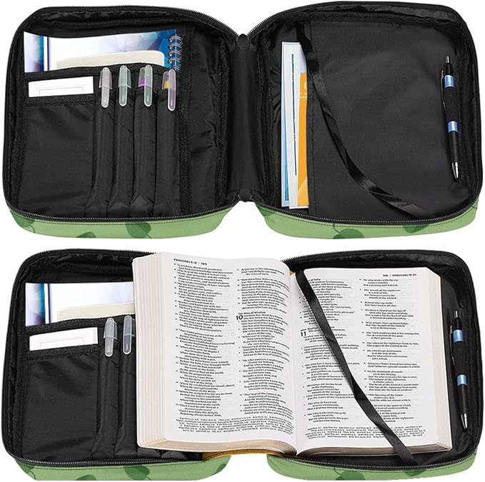 Coldinair Lovely Sloth Print Bible Cover for Women Teens Kids Boys Girls,Cute Carrying Book Case Church Bag Bible Protective with Handle and Zippered Pocket