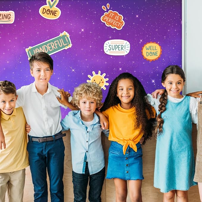 Mindsoft Bulletin Board Paper 48'' x 107'' Class Boards for Classroom Bulletin Boards Everyone is Welcome Classroom Board Decor Pillows Curtains Crafts(Starry Sky,1 Pc)