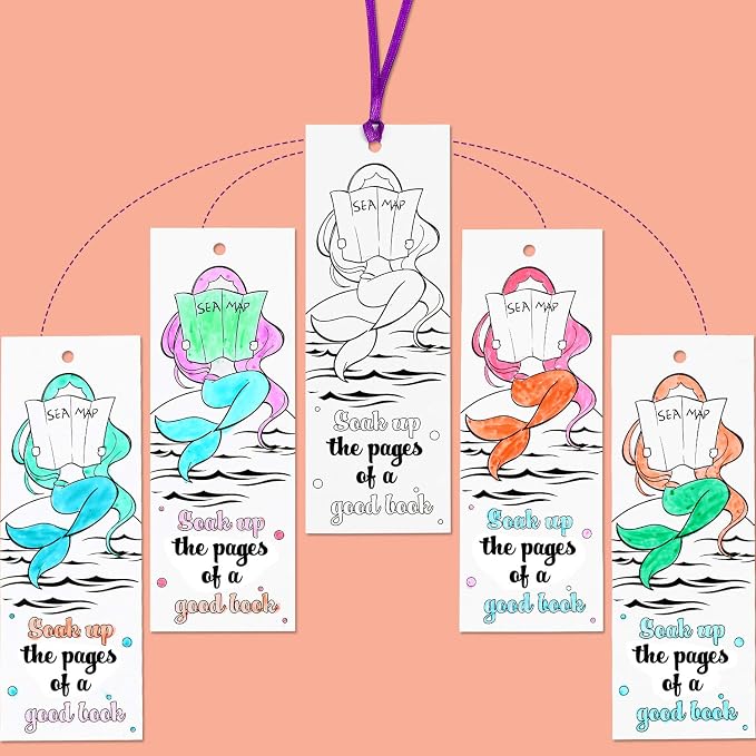 Outus Color Your Own Bookmarks DIY Coloring Blank Paper Double-Sided Patterned Bookmarks for Rewards Supplies(120 Pieces)
