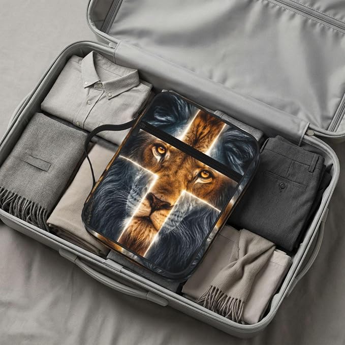 Lion Cross Religious Bible Cover Case Carrying Book Protector Case Bible Study Supplies Accessories Holder Case Christian Gift for Women Men