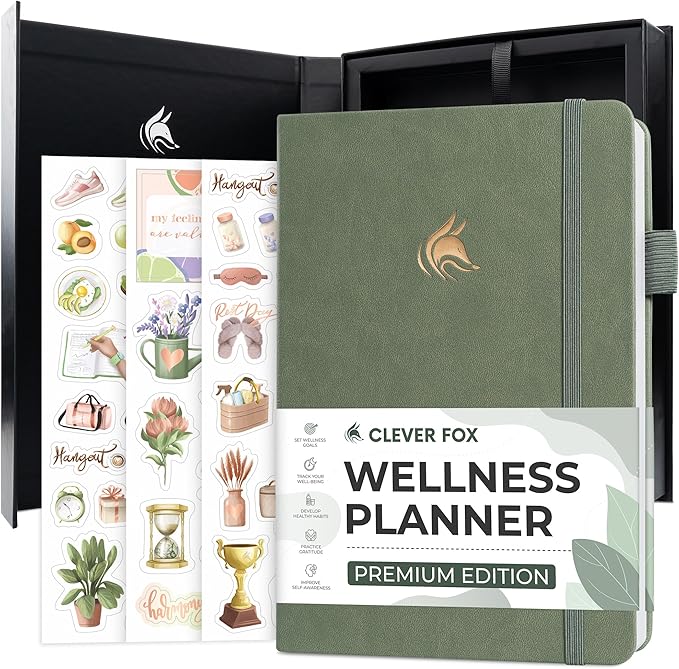 Clever Fox Wellness Planner Premium – Daily Lifestyle Journal to Support Health, Nutrition & Exercise – Healthy Living Journal with Meal, Exercise & Habit Trackers – Lasts 3 Months (Cypress)