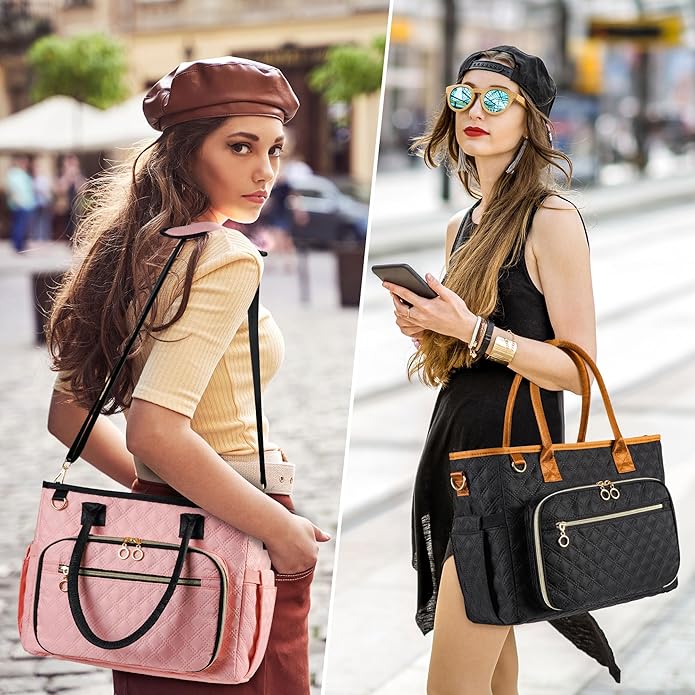 Large Bible Bag with Bible Cover Case for Women, Quilted Church Tote Bags for Bible Study Supplies, Christian Gifts for Women