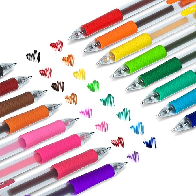 Smart Color Art Gel Pens Set 16 Colors Medium Point Colored Pens Retractable Gel Ink Pens with Comfort Grip,Smooth Writing for Journal Notebook Planner in Office Home