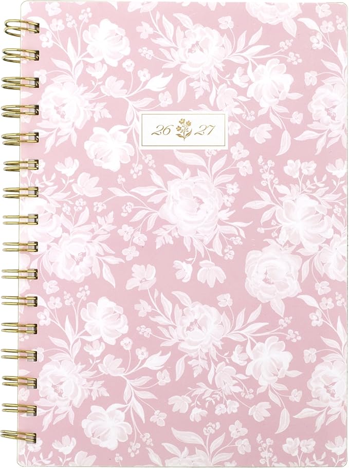 Cambridge Planner 2026-2027 Weekly & Monthly Academic 12-Month July-June, 5-1/2" x 8-1/2", Cherrywood Lane, Peony Lace (CL18-200A)