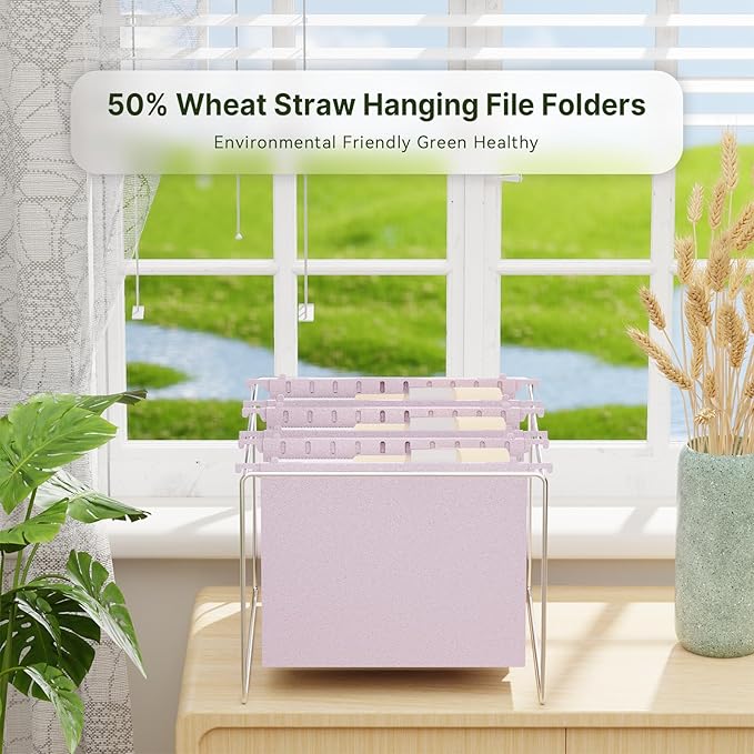 XINGIA Extra Capacity Plastic Hanging File Folders Letter Size,3'' Expanding File Folder with Tabs,6 Pack Wheat Straw Hang Folders for Filing Cabinet,Hanging File Organizer for File Frame,Box