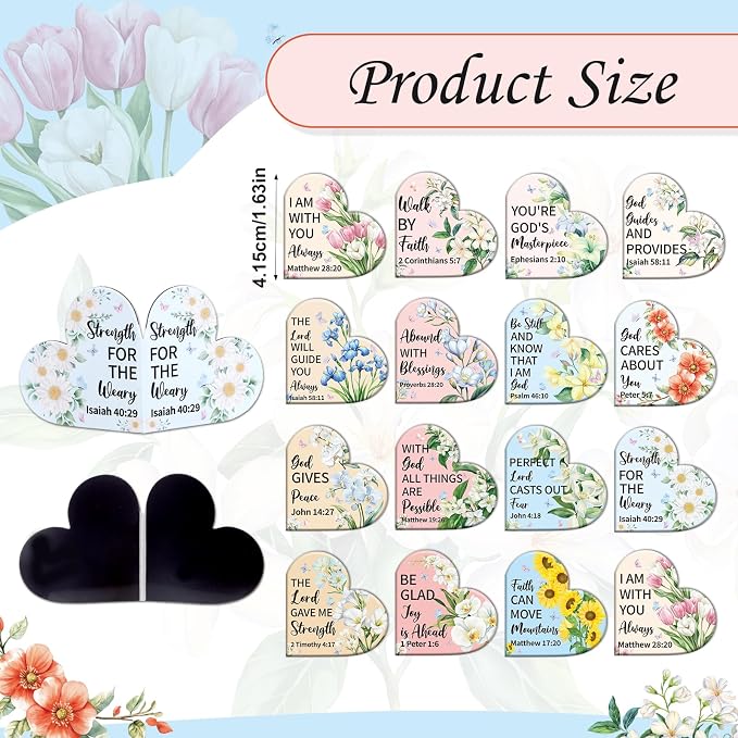 Bible Christian Magnetic Bookmark for Women - Wxiben 30 Pcs Religious Floral Heart Bookmarks Inspirational Flower Book Marks Page Magnets Marker Clip for Women Church Book Lovers Student Teacher Gift
