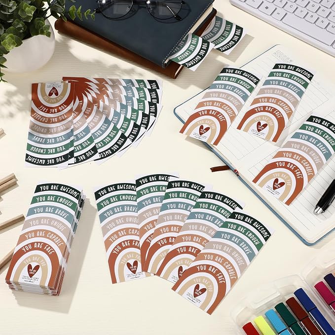 TaoBary 100 Pcs Inspirational Bookmarks Bulk Back to School Gifts Paper Positive Motivational Encouraging Affirmation Card from Teacher Classroom