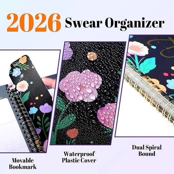 Fu-ck It 2026 Planner for Tired Women, 8.5" x 11", 12-month Funny Weekly Agenda With Sweary Affirmation and Badass Quotations White Elephant Gifts- from January 2026 - December 2026, Flower