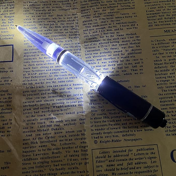 Glovion LED Light Pen, Lighted Ballpoint Pen Penlight for Nighttime Writing – White Light with Black Shell- Pack of 3 Pens