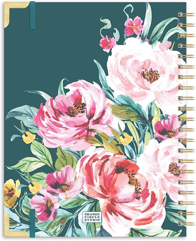 Orange Circle Studio 2026 Planner, Bella Flora, 11.1" x 9.6", Deluxe Extra Large Spiral, August 2025 to December 2026, Weekly & Monthly Notebook, For School or Work, Appointment & Budget & Goal Tracker