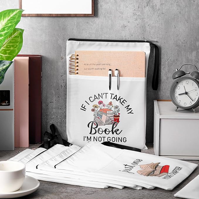 8 Pcs Book Club Gifts Book Pouch Sleeves Bulk with Zipper and Pocket Paperback Sleeve for Librarian Lovers Bookish Group Club Gifts, 11 x 8.7 Inch