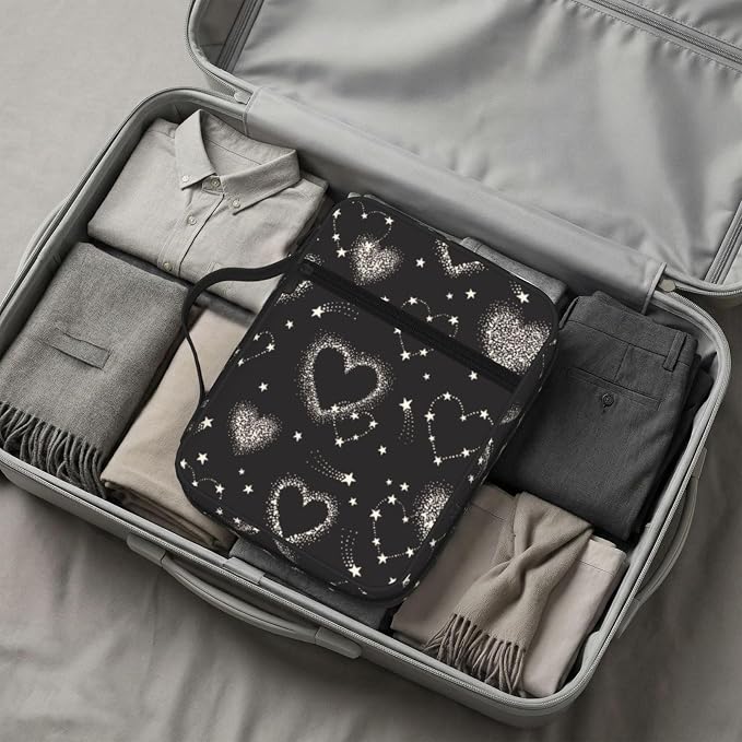 Star Heart Cute Black and White Bible Cover Case Carrying Book Protector Case Bible Study Supplies Accessories Holder Case Christian Gift for Women Men