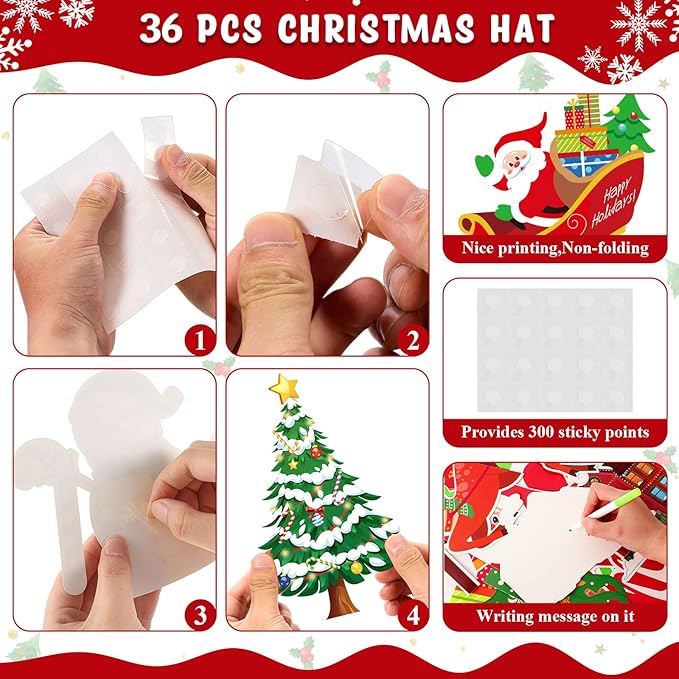 AmazingSpark 81 Pcs Christmas Bulletin Board Decorations with 300 Pcs Glue Points Santa Claus, Xmas Trees, Snowflakes, Gingerbread House Cutouts for School Classroom Wall Decoration