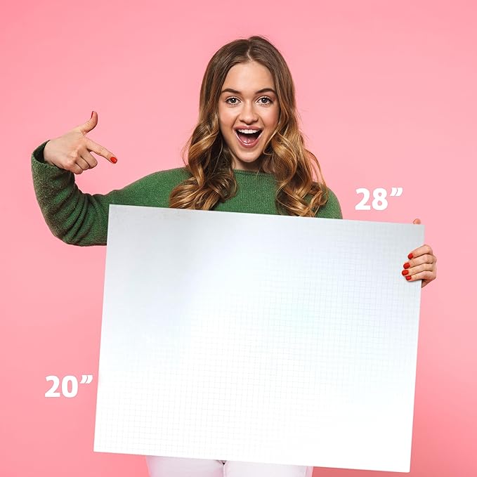 Flipside Products 20" x 28" Fade-Line White Poster Foam Board 3/16'' Thick, 1/2" Subtle Grid Lines for Alignment & Visual Layouts, Arts, and Crafts, Pack of 10