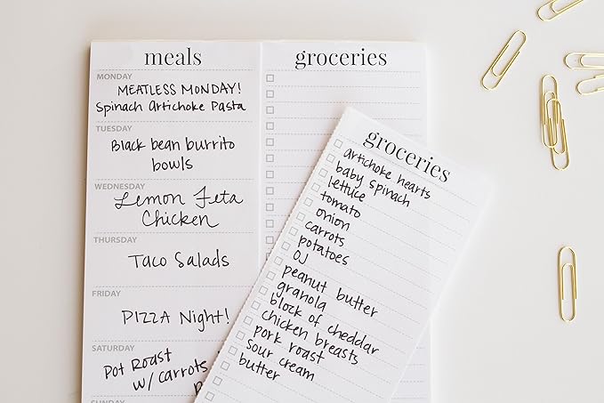 Weekly Magnetic Meal Planner Notepad By Julianne & Co - Food Planning Organizer And Grocery List Pad, 52 Premium A5 Pages, with Tear Away Perforated Shopping List (Blue China Print WITH Fridge Magnet)