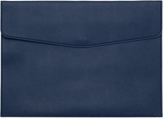 PATIKIL PU Leather A4 File Folder, Document Holder Filing Organizer Portfolio Envelope Folder Case with Snap Closure for Letter Receipt Style 2, Navy Blue