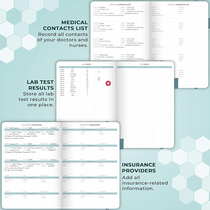Clever Fox Large Medical Planner 12-Month – Medical Notebook, Health Diary, Wellness Journal to Track Health – 12 Months, 7x10.5″ (Aquamarine)