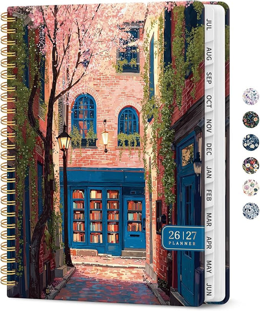 Planner 2026–2027, Academic Year Monthly & Weekly Calendar Book, Jul 2026–Jun 2027, Hardcover Organizer with Tabs, Student & Teacher Planner, 6.3" x 8.5", Cherry Lane