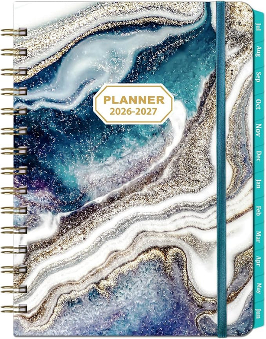 Coboll Planner 2026-2027 for Women Men Office, School, Home, Colorful Tabs, Inner Pocket, Elastic Band, Academic Calendar Planner, Planner 2026-2027 - Blue 8.5 x 6.4 inch