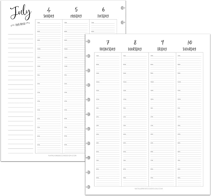 BetterNote July 2026 - June 2027 Academic HOURLY Calendar for Disc Notebook, Fits Levenger Circa, Big Happy Planner, Staples Arc, TUL, Discbound (11-Disc, 8.5"x11", Whimsy)