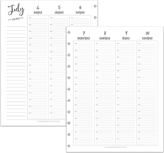 BetterNote July 2026 - June 2027 Academic HOURLY Calendar for Disc Notebook, Fits Levenger Circa, Big Happy Planner, Staples Arc, TUL, Discbound (11-Disc, 8.5"x11", Whimsy)