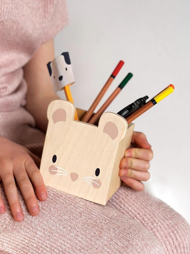 Tender Leaf Toys - Pet Pencil Holders - 3 Animal Themed Wood Desktop Organizers - Fun and Practical Storage for Pens/Pencils/Make-up/Stationary - Gender Neutral Décor Organisation for Kids - Age 3+